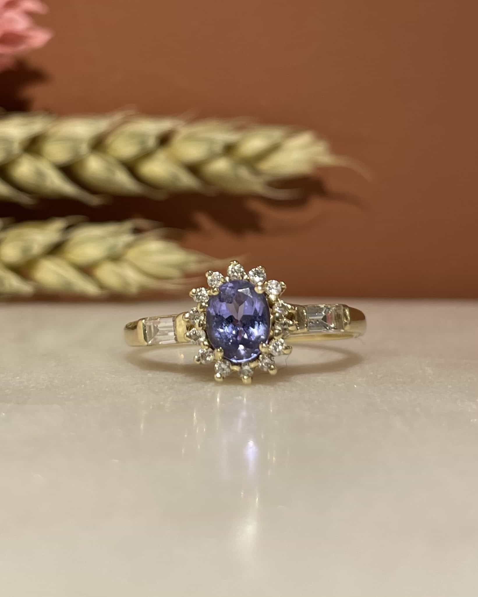 &quot;Josie&quot; 0.45 Carat Tanzanite &amp;amp; 16 Diamond Daisy Ring