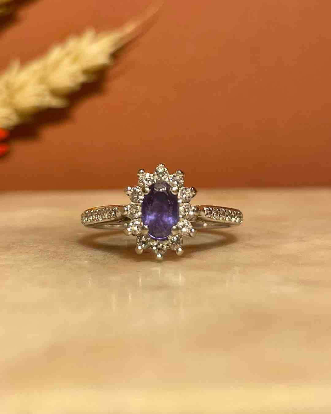 &quot;Kassia&quot; 0.45 Carat Tanzanite &amp;amp; 26 Diamond Daisy Ring