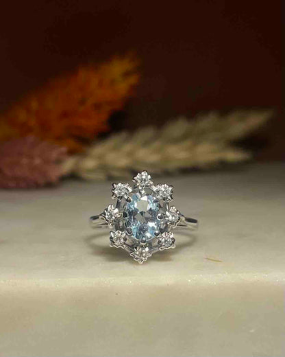 Bague Marguerite topaze &amp; diamants &quot;Yéléna&quot;