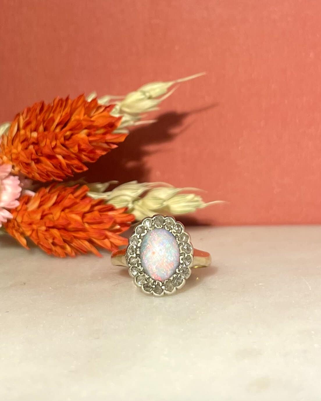 Marguerite Vintage Opale 0.90 Carat &amp; Diamants "Abel" - Elliade Paris
