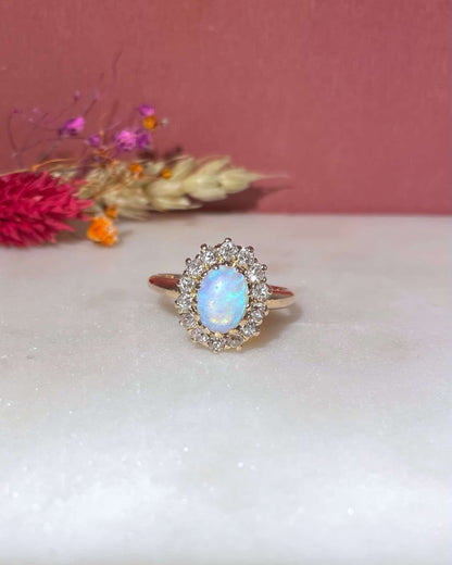 Marguerite Vintage Opale 1 Carat &amp; Diamants &quot;Kelya&quot; - Elliade Paris