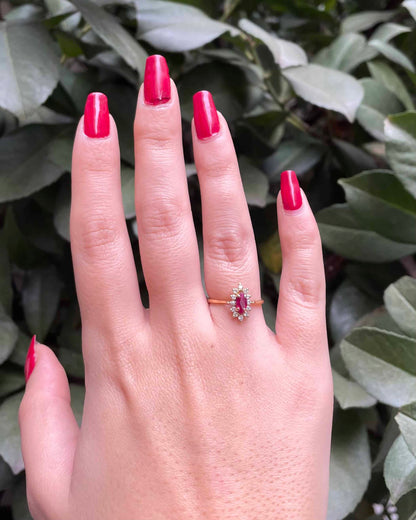 Bague Marguerite Rubis 0.30 Carat &amp; Diamants &quot;Murielle&quot;