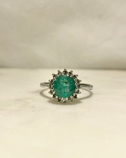 Bague Marguerite Émeraude 1 carat &amp; Diamants &quot;Théomire&quot;
