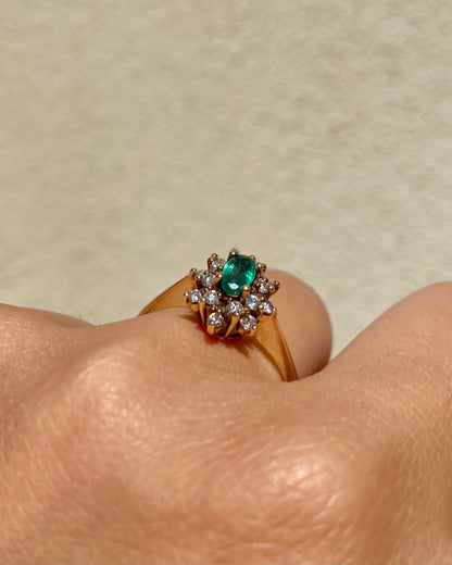 Bague Marguerite Emeraude 0.21 carat &amp; Diamants &quot;Muguette&quot;