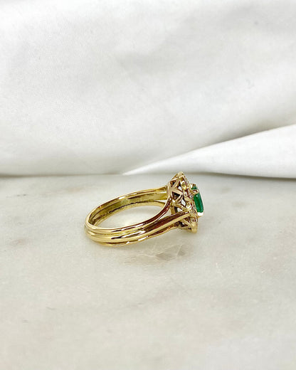 Bague Marguerite Emeraude 0.50 carat &amp; Diamants &quot;Maelysia&quot;