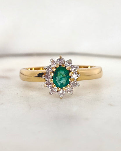 Bague Marguerite Émeraude &amp; Diamants &quot;Auriane&quot;