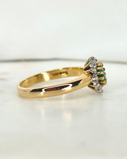 Bague Marguerite Émeraude &amp; Diamants &quot;Auriane&quot;