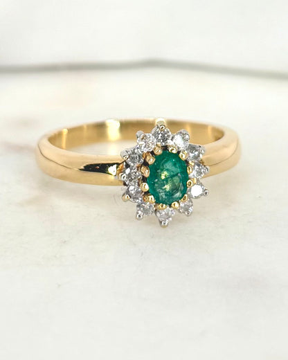 Bague Marguerite Émeraude &amp; Diamants &quot;Auriane&quot;