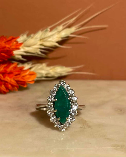 Bague Marquise Emeraude 1.40 carat &amp; Diamants &quot;Françoise&quot;