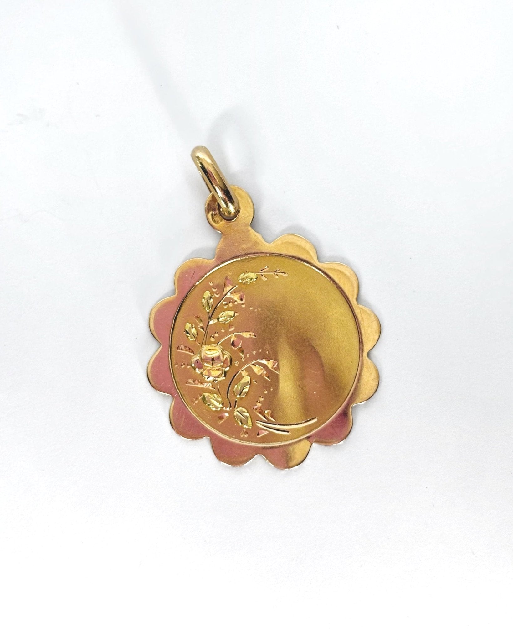 Médaille Fleurs Or Jaune Art - nouveau "Stella" - Elliade Paris