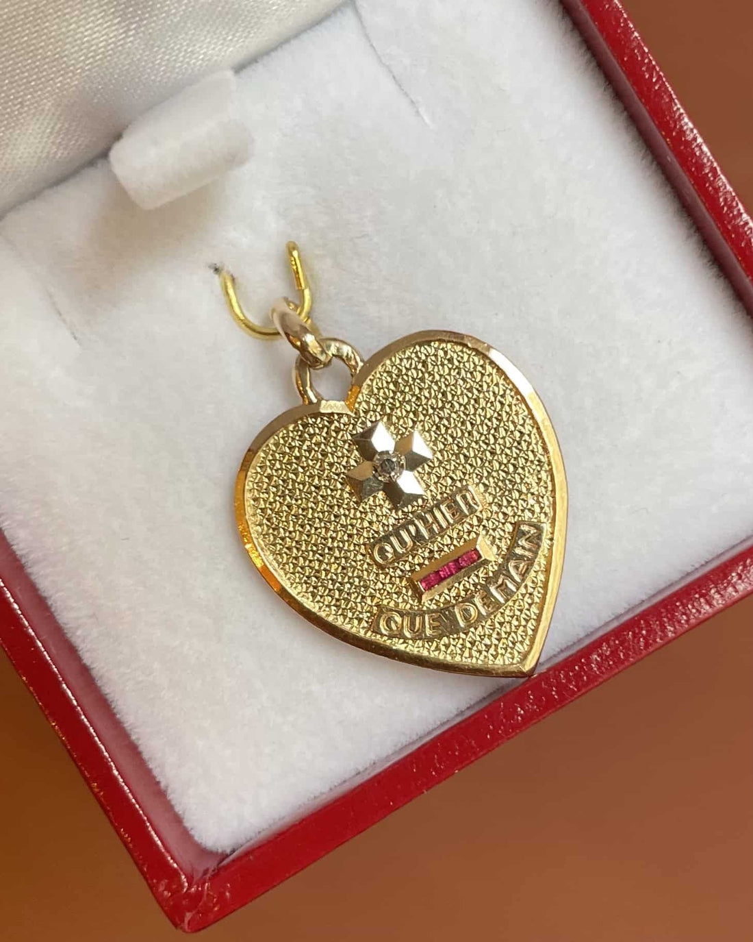 Verneuil &quot;Capucine&quot; Diamond &amp;amp; Ruby Love Medal Pendant