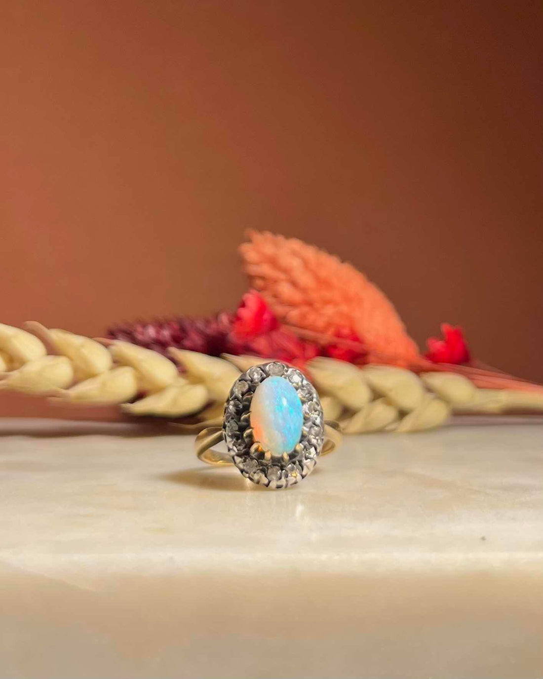 Bague ancienne Opale &amp; Diamants &quot;Virginia&quot;