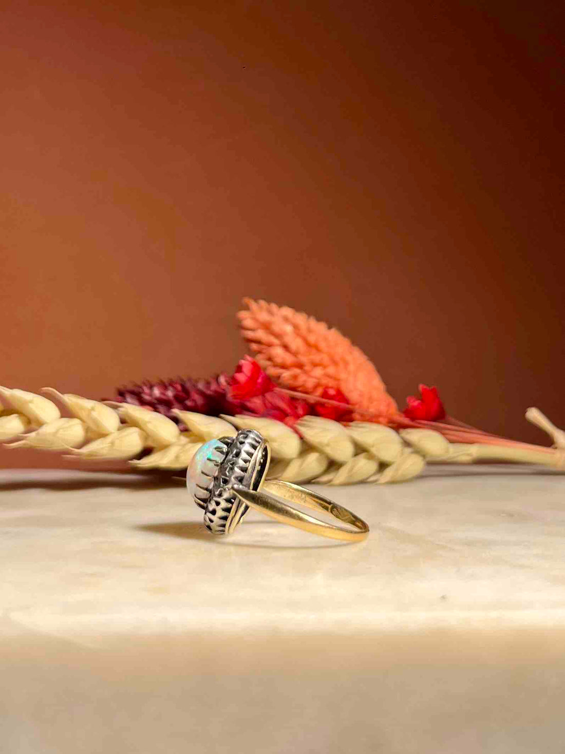 Bague ancienne Opale &amp; Diamants &quot;Virginia&quot;