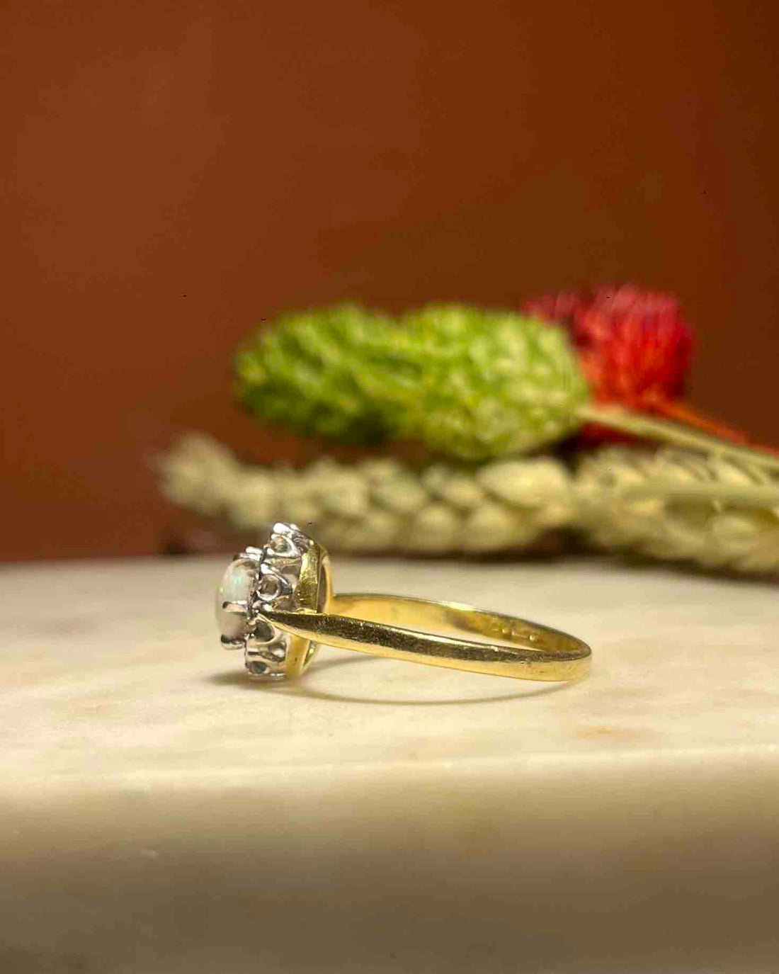 Bague marguerite Opale &amp; Diamants &quot;Julie&quot;