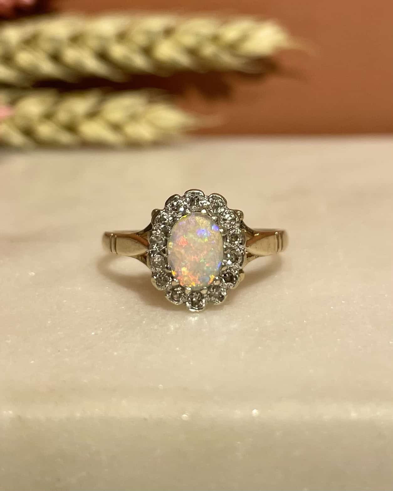 Bague Marguerite Opale &amp; Diamants &quot;Antilla&quot;