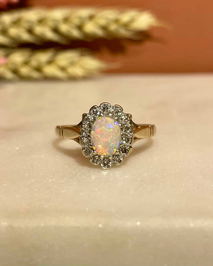 Bague Marguerite Opale &amp; Diamants &quot;Antilla&quot;