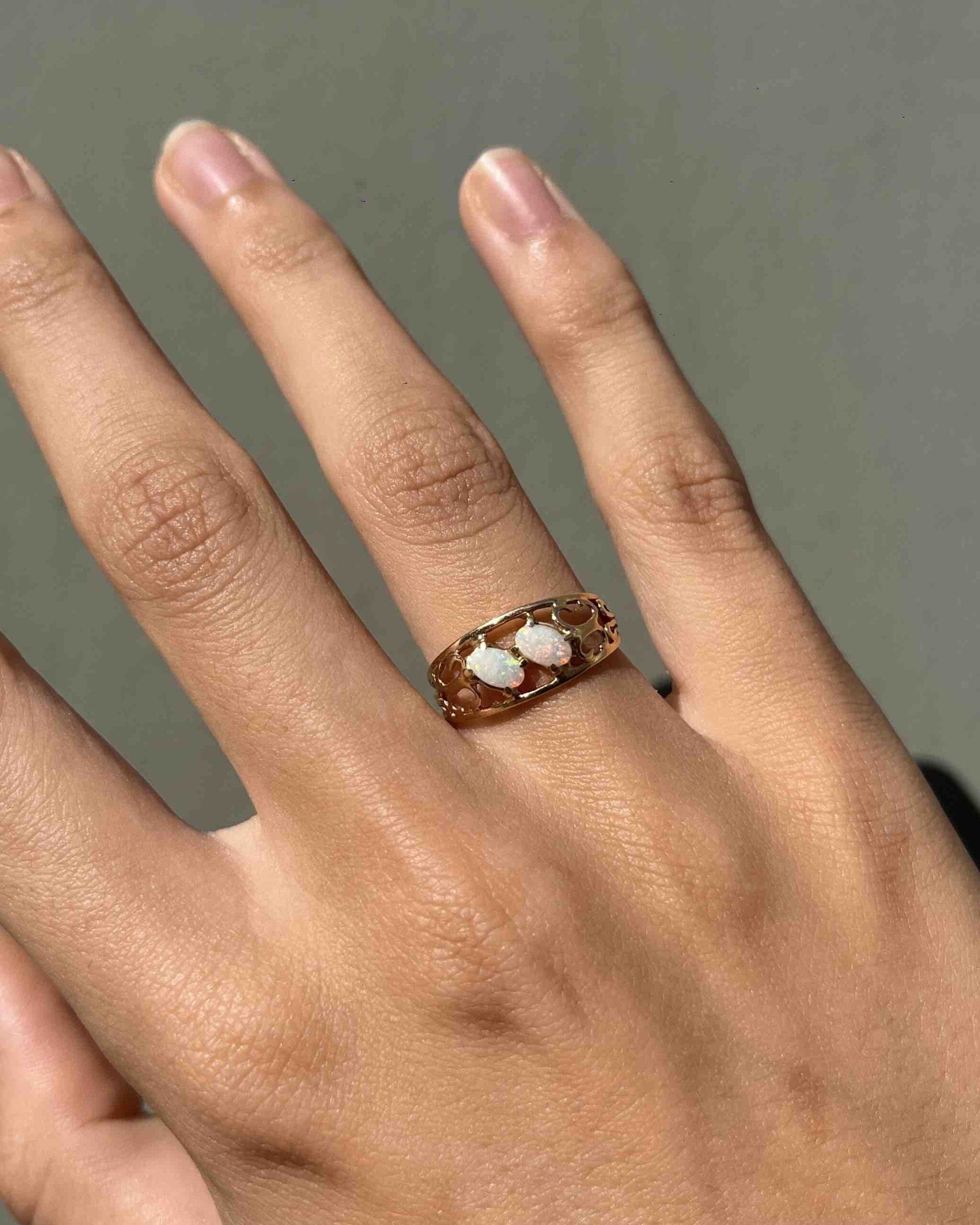 Bague jonc Opale &amp; Diamants "Amalia"