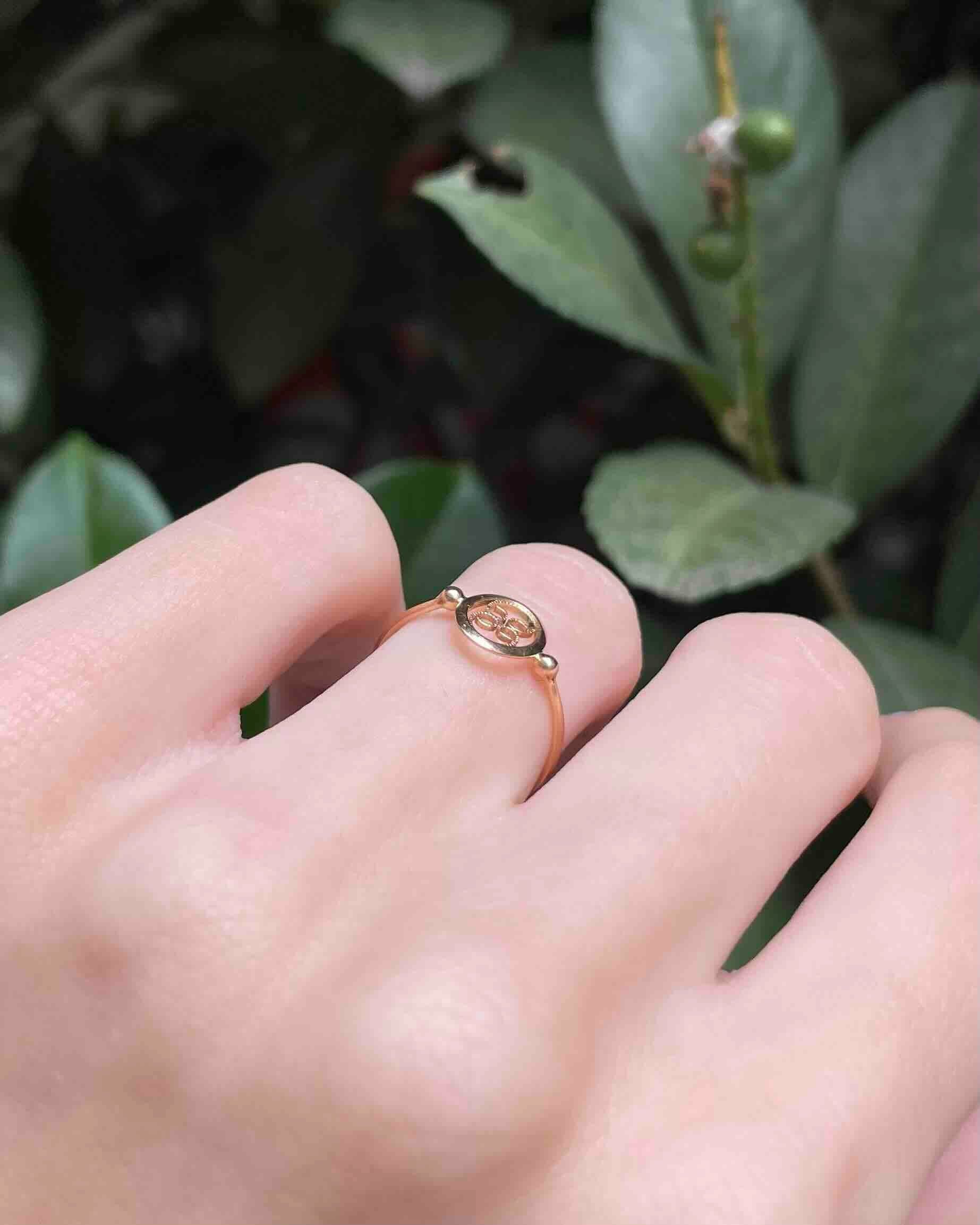 Art Deco Style Ring 18-carat copper-plated gold "Jisu"