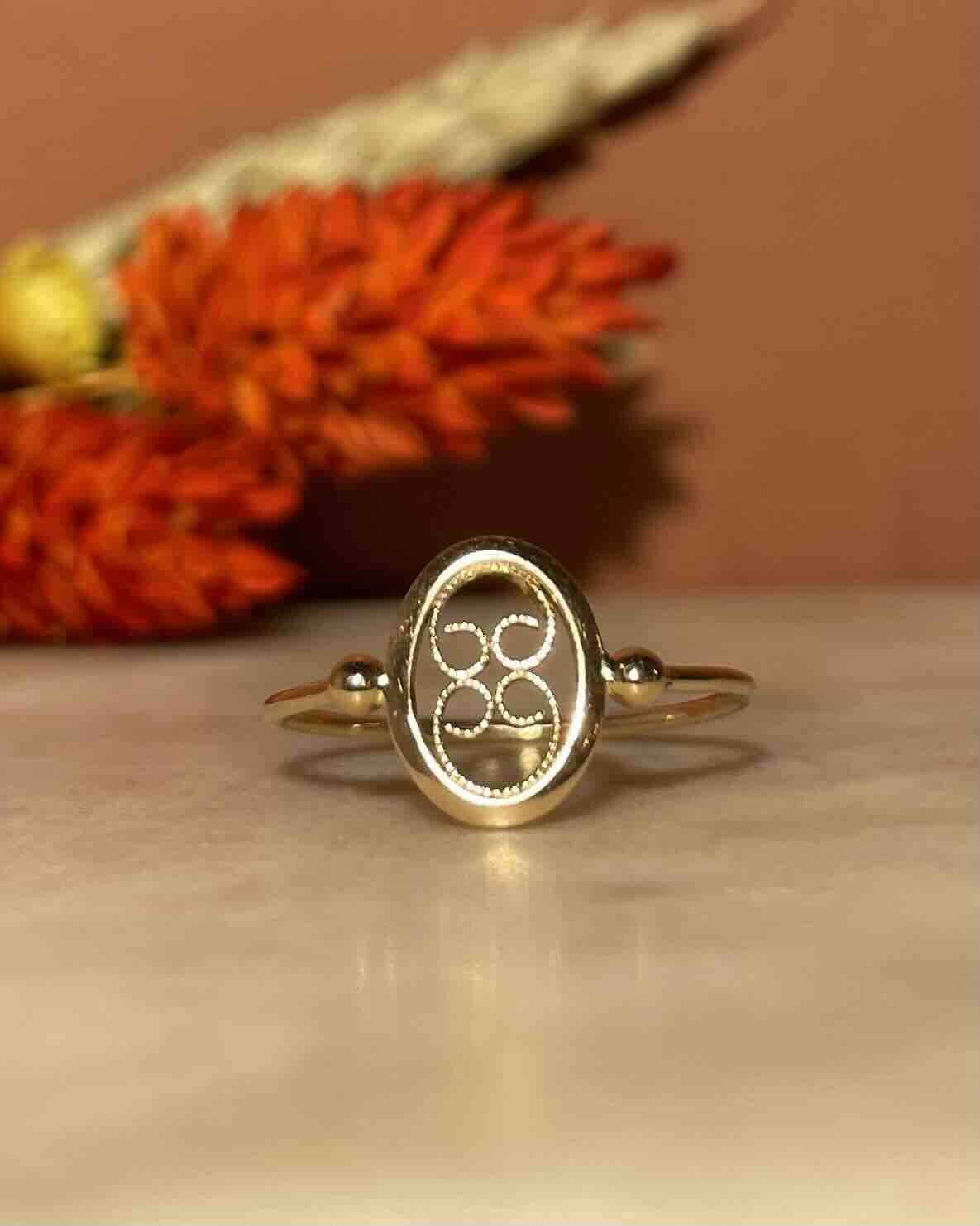 Art Deco Style Ring 18-carat copper-plated gold "Jisu"