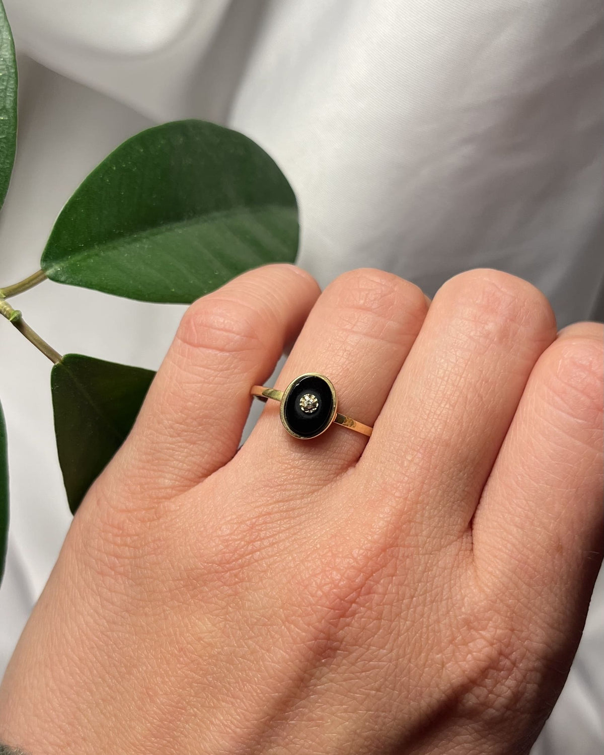 Bague vintage Onyx et Diamant "Orélia" - Elliade Paris
