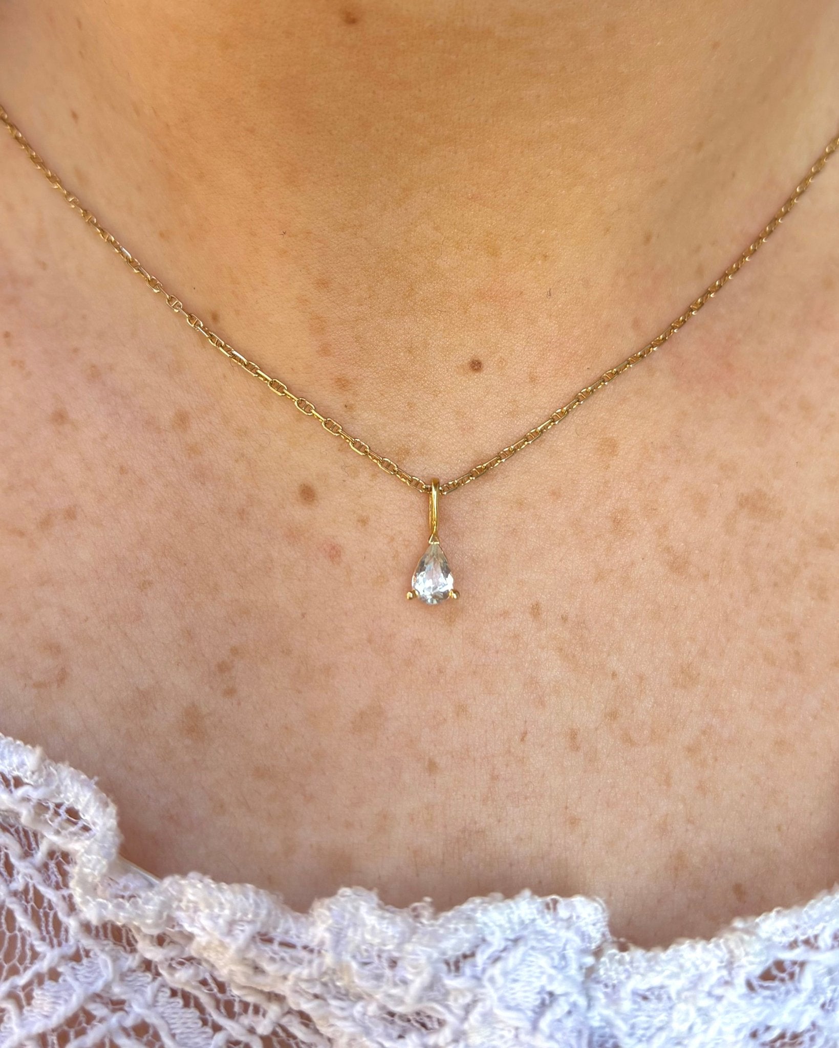 Pendentif Aigue - Marine 0.40 carat "Jocelyne" - Elliade Paris