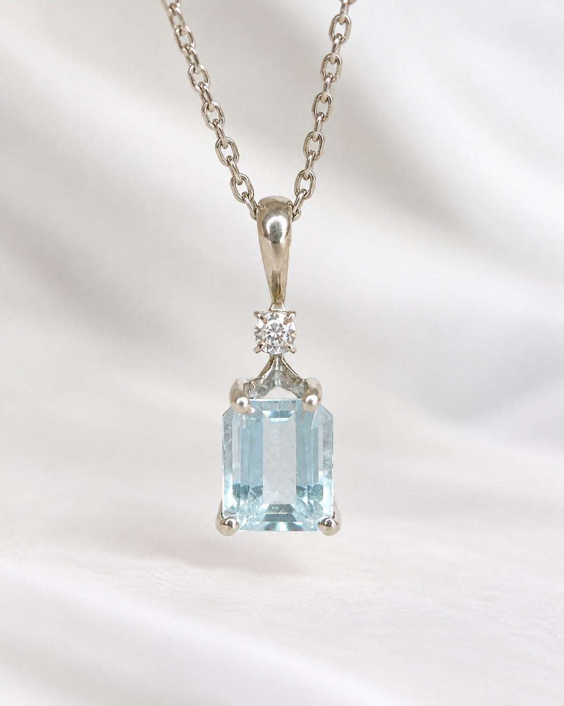 Pendentif Aigue-Marine 1.55 carat &amp; Diamant "Zelda" - Elliade Paris
