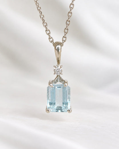 Pendentif Aigue-Marine 1.55 carat &amp; Diamant "Zelda" - Elliade Paris
