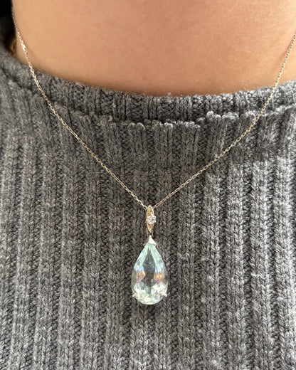 Pendentif Aigue - Marine 20 carats poire &amp; diamant &quot;Nora&quot; - Elliade Paris