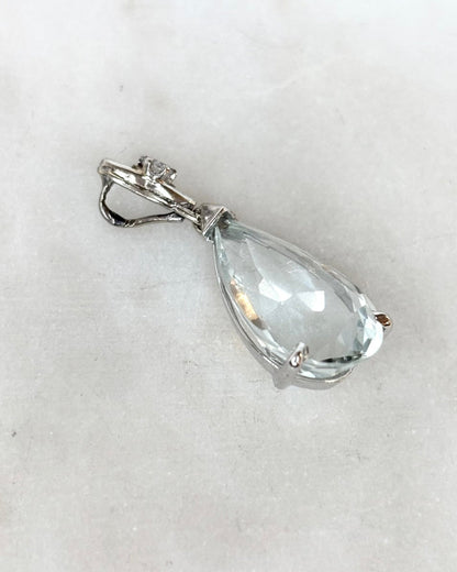 Pendentif Aigue - Marine 20 carats poire &amp; diamant &quot;Nora&quot; - Elliade Paris