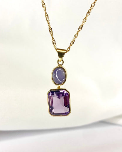 Pendentif Améthyste 3.55 carats &amp; Saphir Étoilé "Fiona" - Elliade Paris
