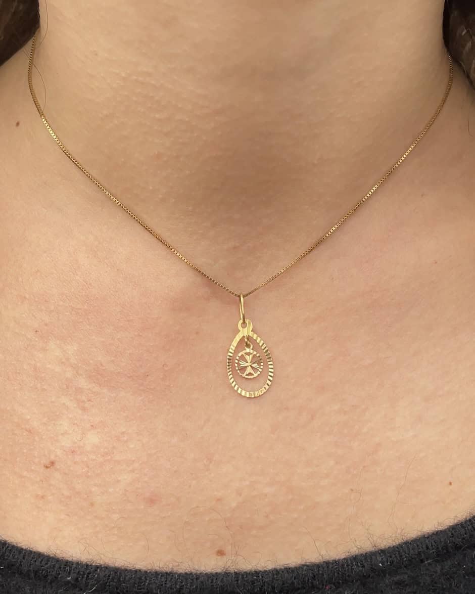 Pendentif Goutte Croix Or jaune &quot;Mona&quot;