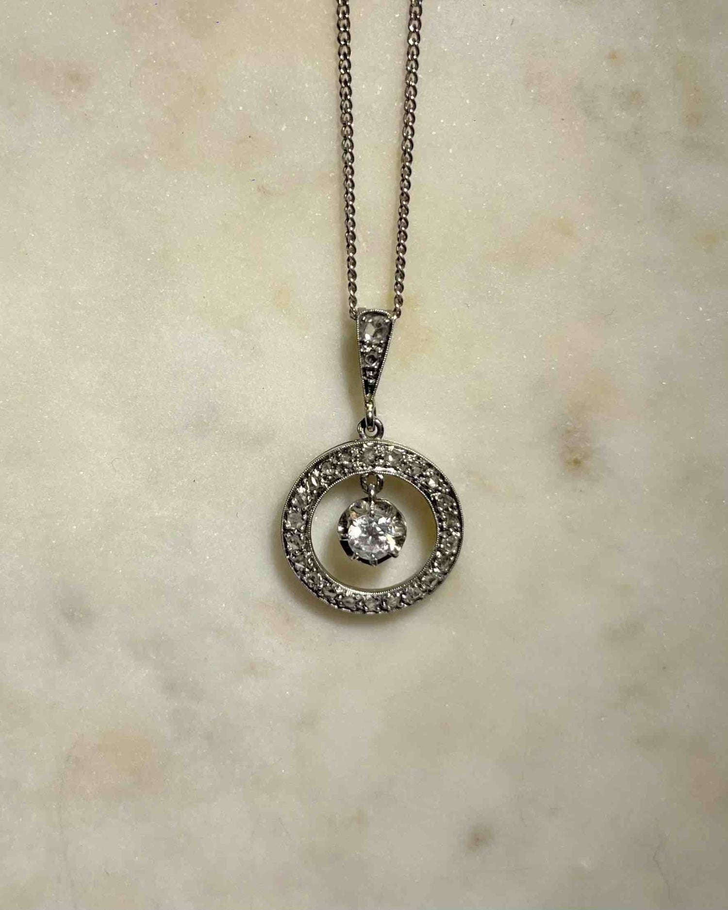 Pendentif Art - déco diamants &quot;Soline&quot; - Elliade Paris