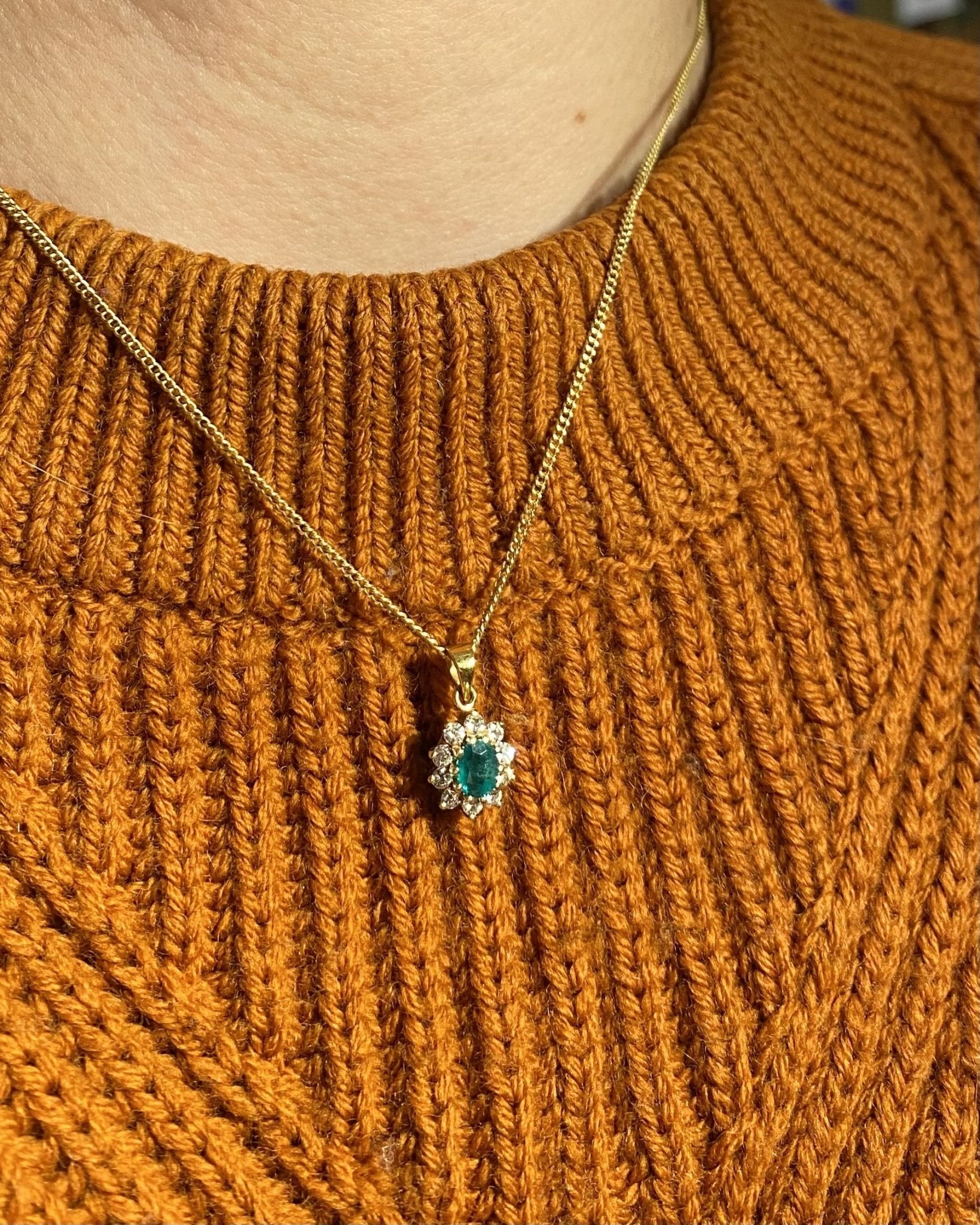Pendentif art déco émeraude &amp; diamants &quot;Reina&quot; - Elliade Paris