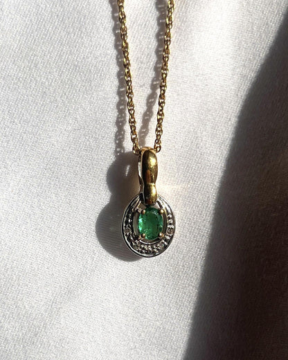 Pendentif art déco émeraude &amp; diamants &quot;Terry&quot; - Elliade Paris