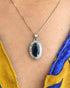 Pendentif Art - déco Saphir 3.75 carats & 20 Diamants "Elisa" - Elliade Paris