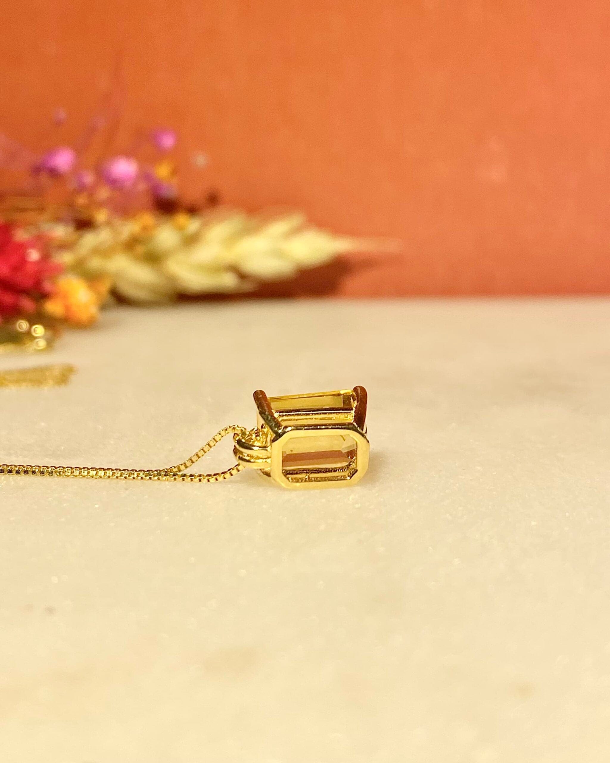 Collier Citrine 1.15 Carat &amp; Diamant "Catelyn"