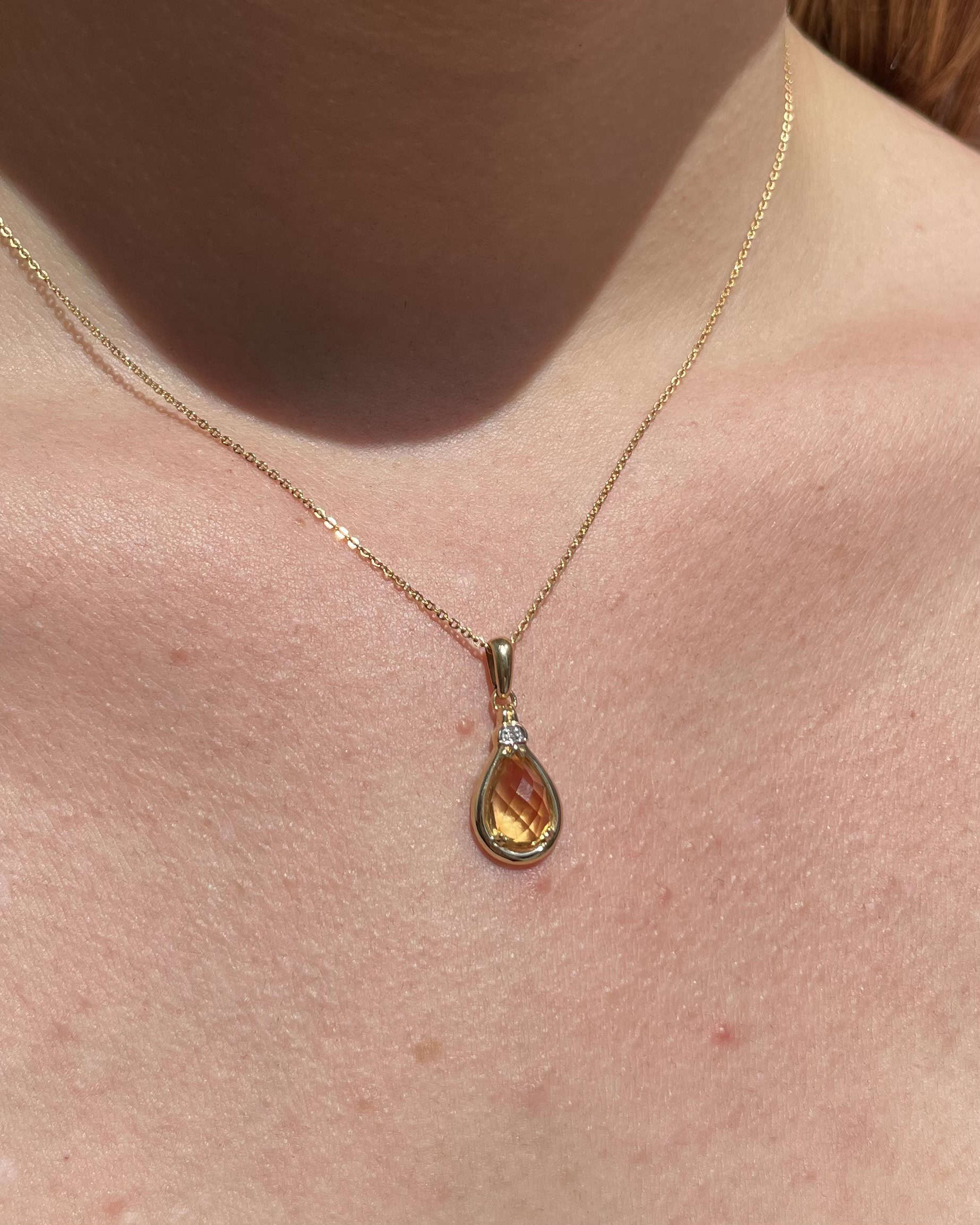 Pendentif Goutte Citrine et Diamant "Estrella"