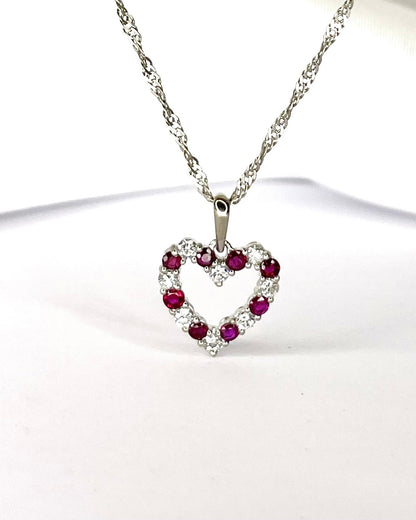 Pendentif Cœur Rubis 0.45 carat &amp; Diamants 0.32 carat "Rosa" - Elliade Paris