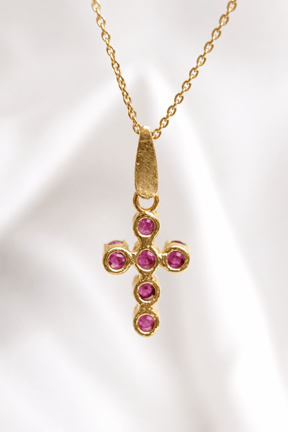 Pendentif Croix Rubis 1.20 carat "Pierre" - Elliade Paris
