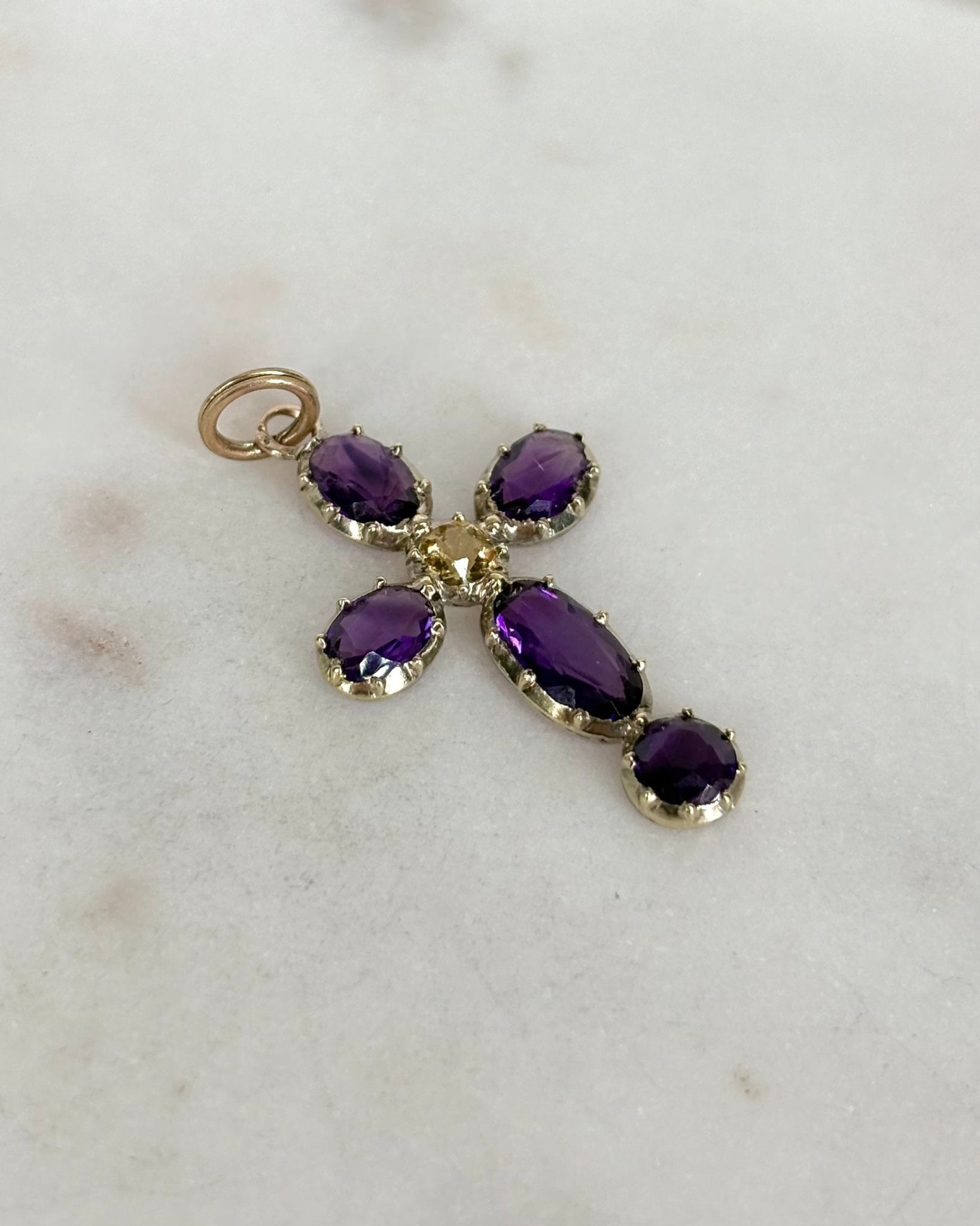Pendentif Croix Topaze &amp; Améthystes 1.50 carat &quot;Corina&quot; - Elliade Paris