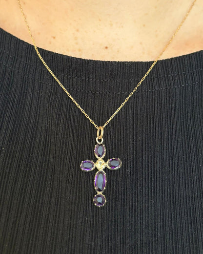 Pendentif Croix Topaze &amp; Améthystes 1.50 carat &quot;Corina&quot; - Elliade Paris