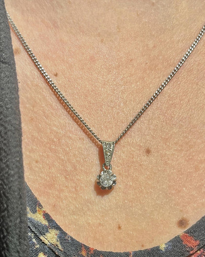 Pendentif diamant 0.22 carat vintage &quot;Maéline&quot; - Elliade Paris