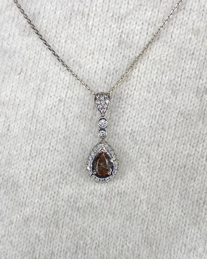 Pendentif Diamant Cognac 0.40 carat &amp; Diamants 0.61 carat "Maya" - Elliade Paris