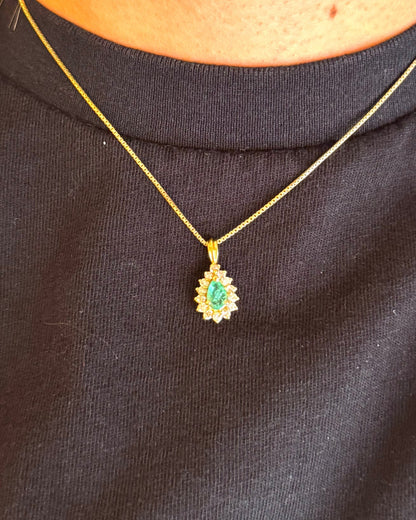 Pendentif Émeraude 0.44 carat &amp; Diamants 0.28 carat "Laly" - Elliade Paris