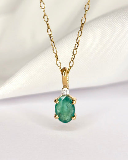 Pendentif Émeraude 0.50 carat &amp; Diamant "Mahaut" - Elliade Paris