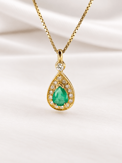 Pendentif Émeraude 0.71 carat &amp; Diamants "Carolina" - Elliade Paris