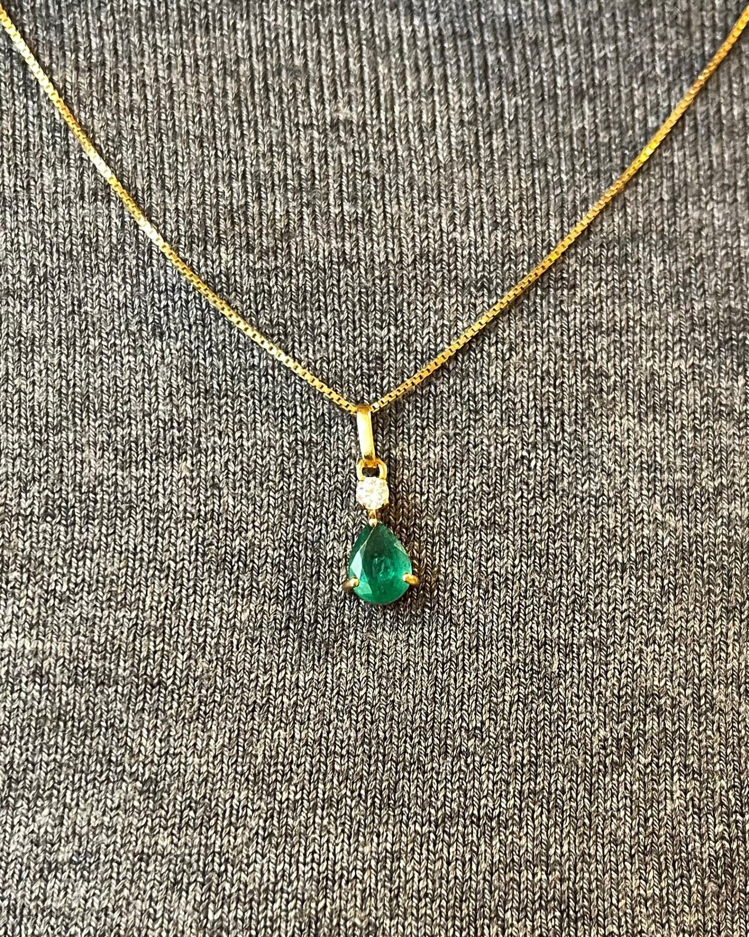 Pendentif Emeraude 1.16 carat &amp; Diamant &quot;Pina&quot; - Elliade Paris