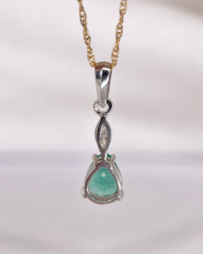 Pendentif Émeraude 1.22 carat &amp; Diamant 0.25 carat "Leanne" - Elliade Paris