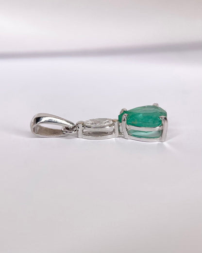 Pendentif Émeraude 1.22 carat &amp; Diamant 0.25 carat "Leanne" - Elliade Paris