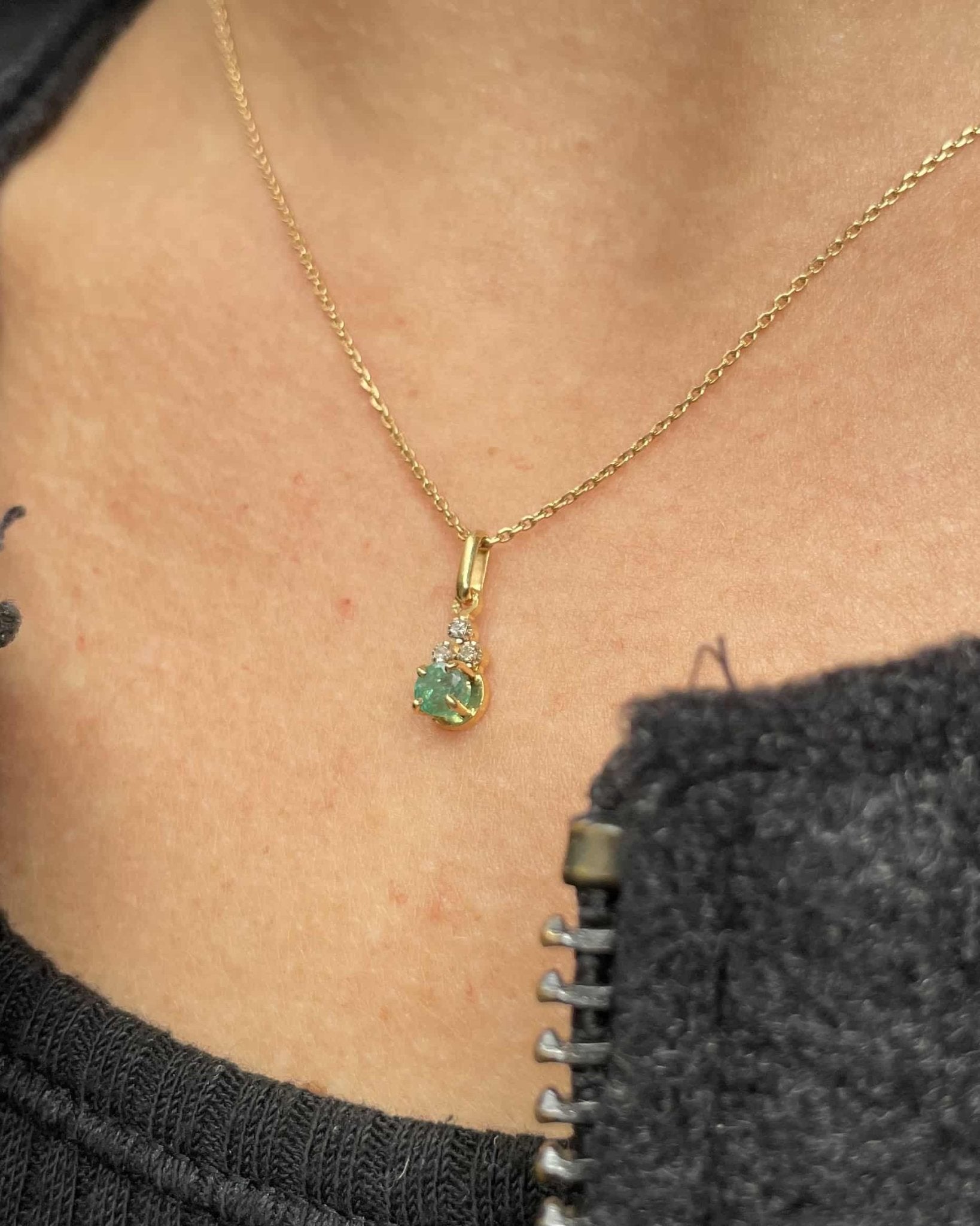 Pendentif Émeraude &amp; Diamants &quot;Aliéna&quot; - Elliade Paris